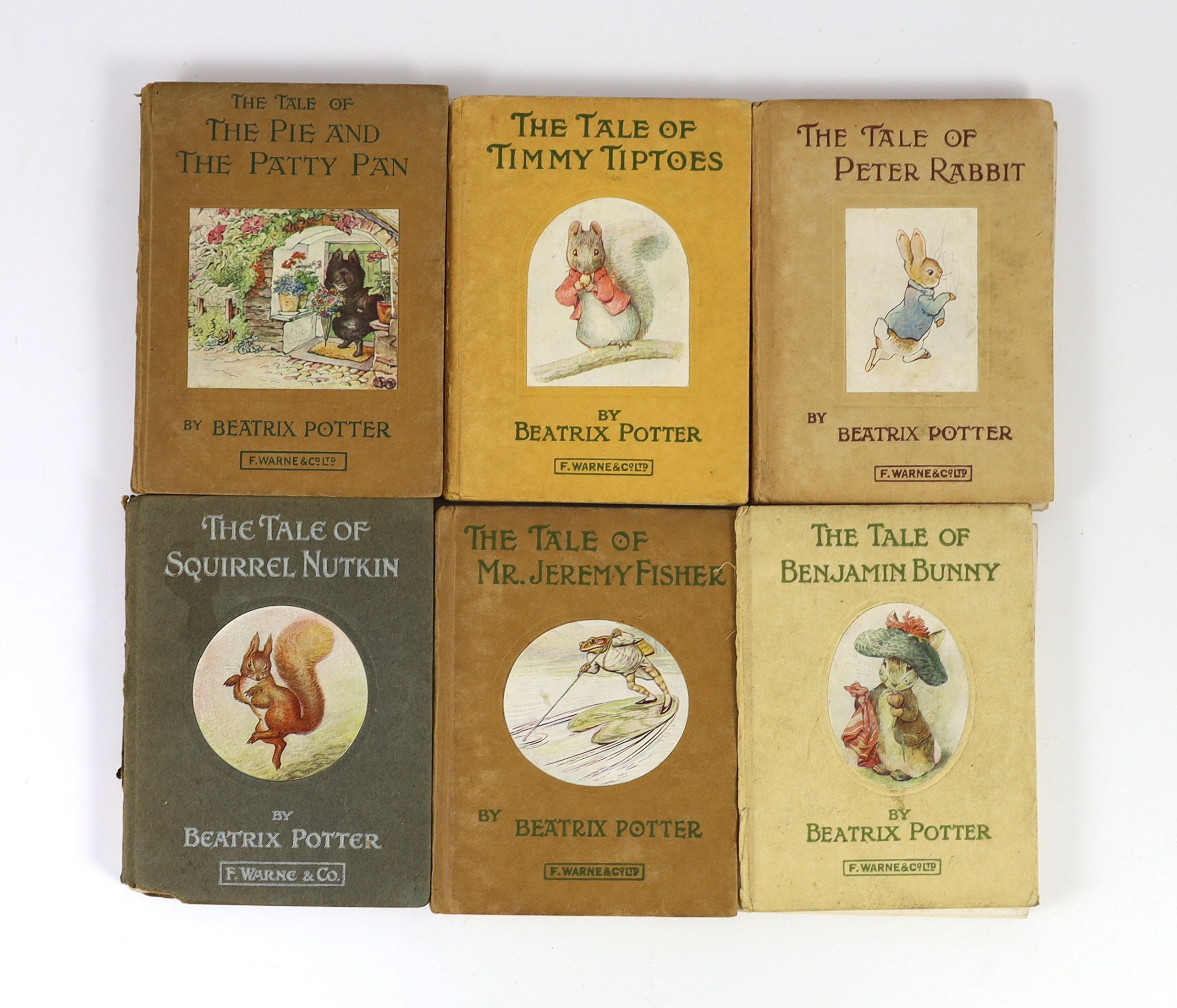 Potter, Beatrix - The Tale of Squirrel Nutkin. Early edition. Numerous illustrated plates. Original paper boards with pictorial and letters direct. 16mo. Frederick Warne and Co., London, 1903, First two printings didn’t